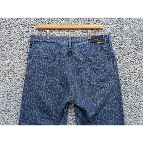 Mother Superior The Tomcat Ankle Sinister Blue Jeans Womens 32 Leopard Crop - Picture 5 of 16